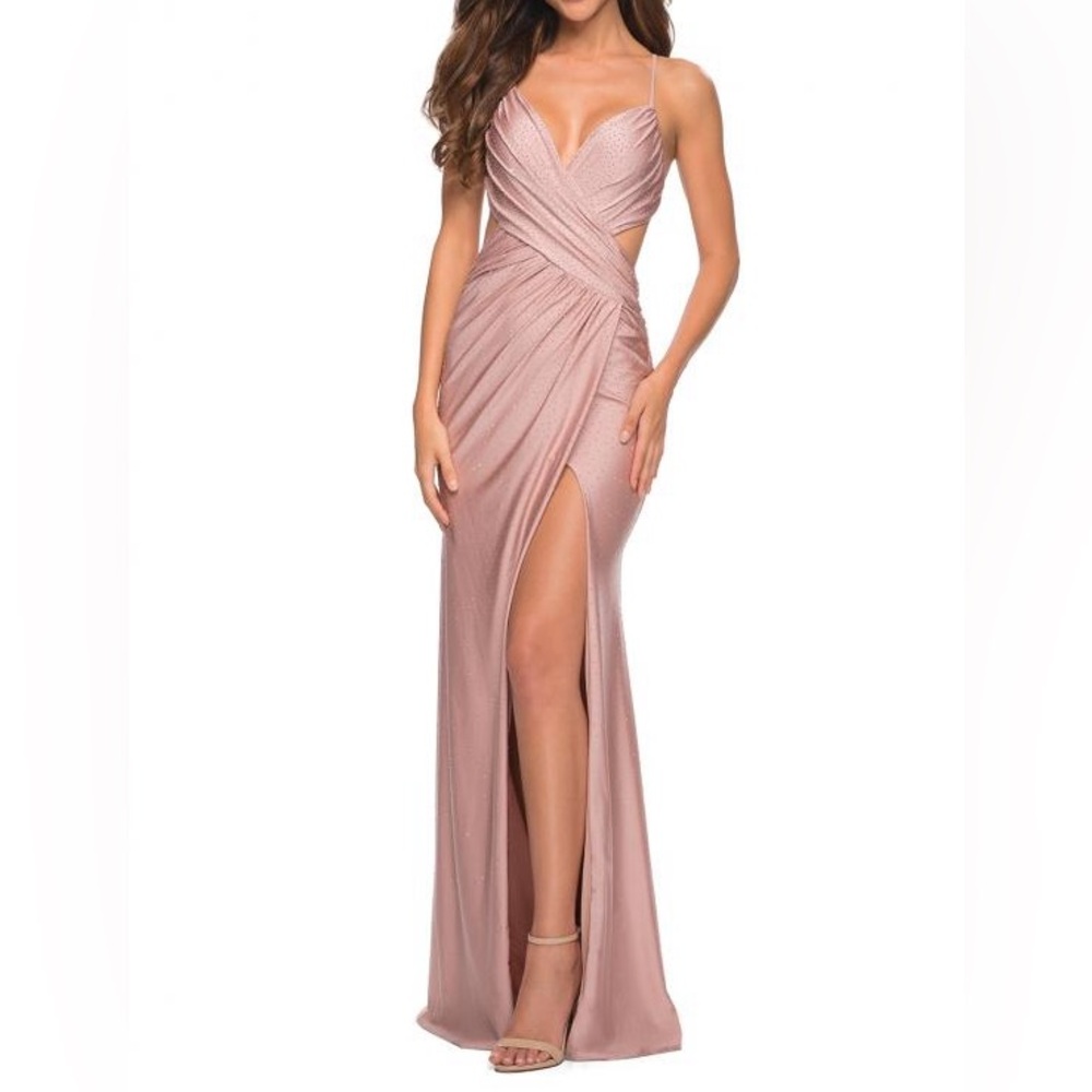 La Femme Criss-cross Side Cutout Gown Pink NWT Size 0